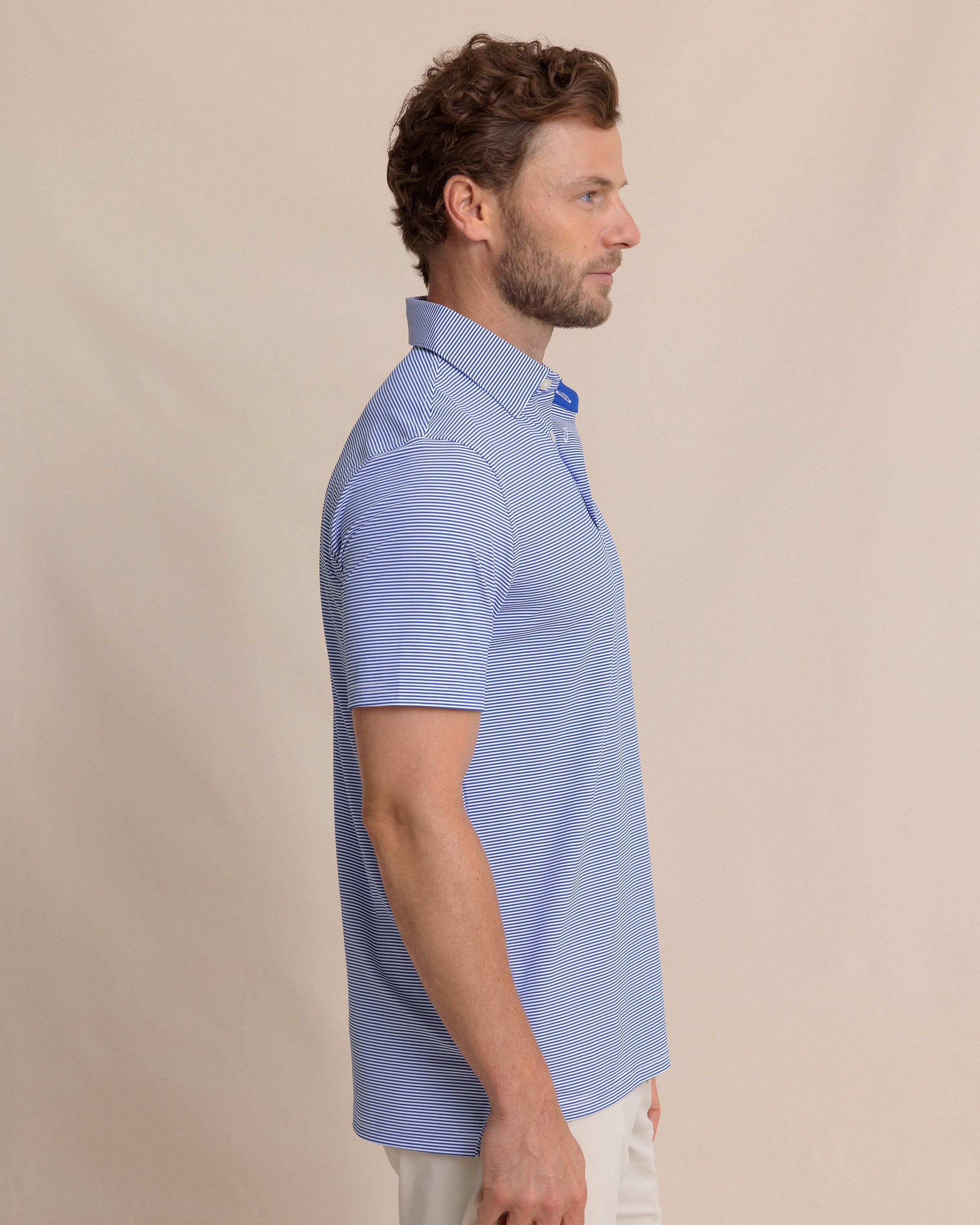 brrr°®-eeze Meadowbrook Stripe Polo - Surf Blue